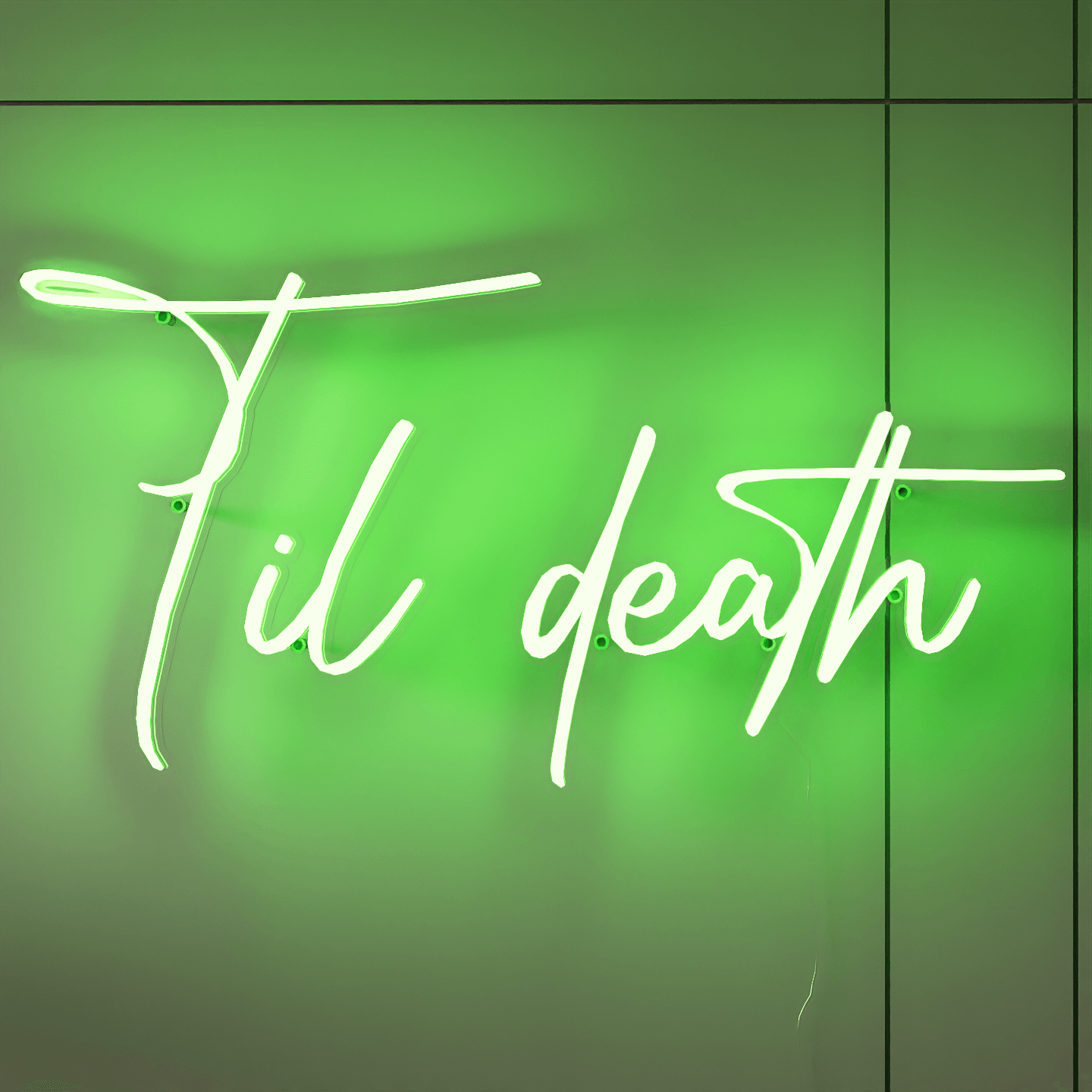green-neon-lights-lit-up-at-night-and-hung-on-the-wall-for-display-til-death