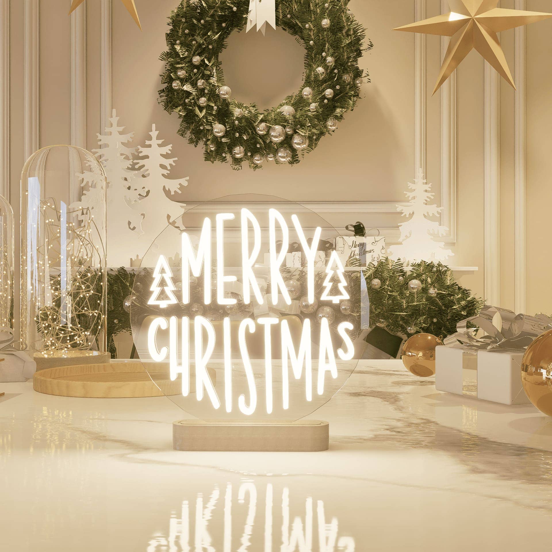 Santa's Neon Nights: Festive Table Displays