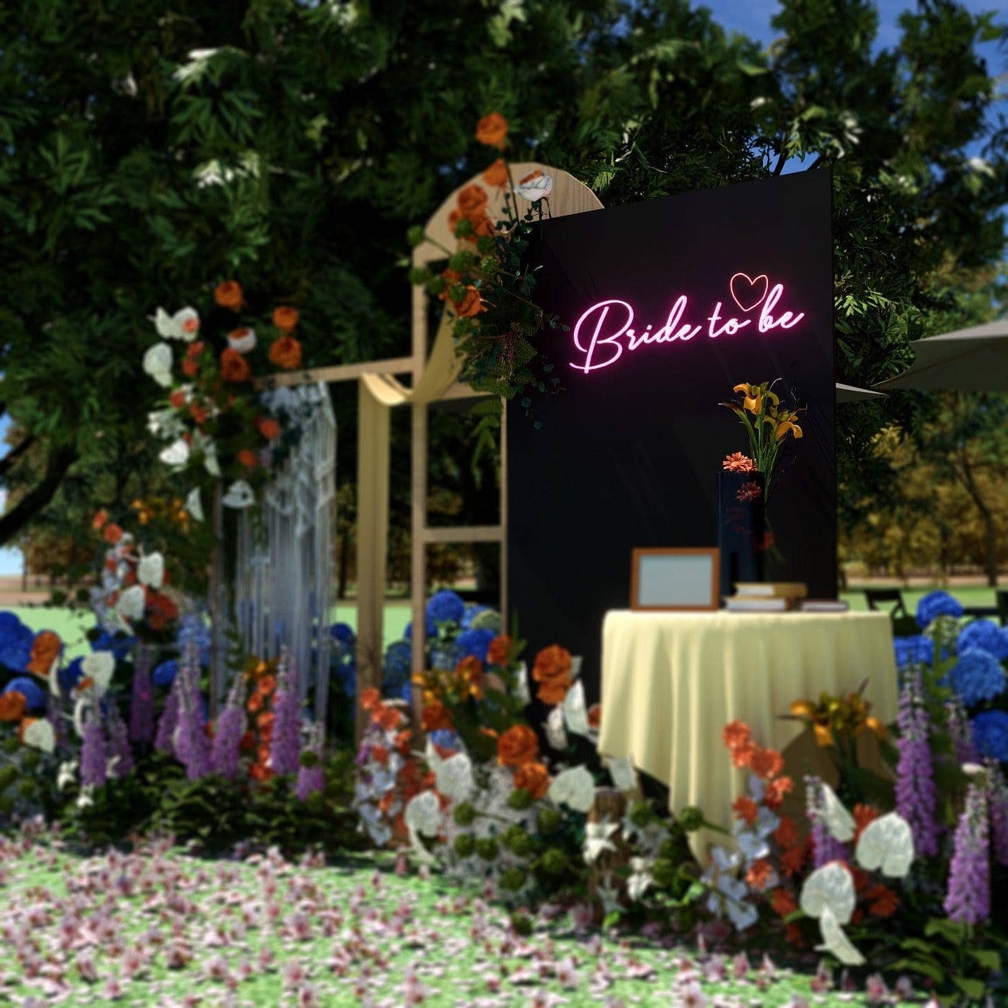 light-up-pink-neon-lights-hanging-on-the-wall-for-display-bride-to-be-one