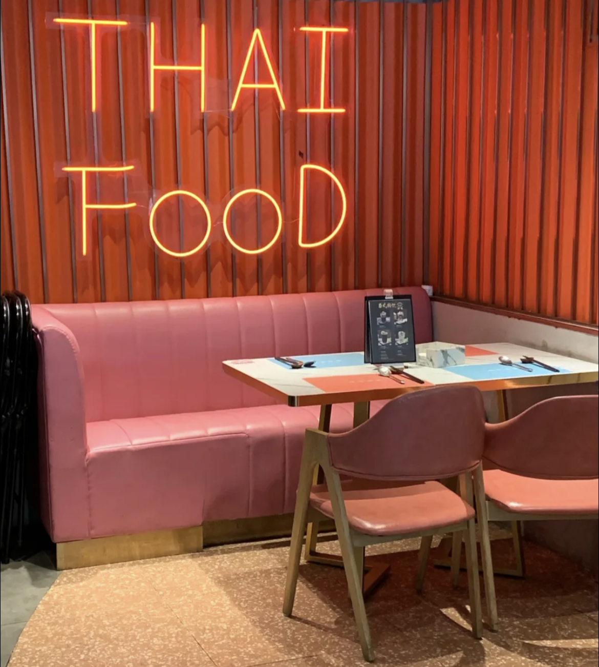 SHOW CASE | Orange neon signs for THAI FOOD restaurant store