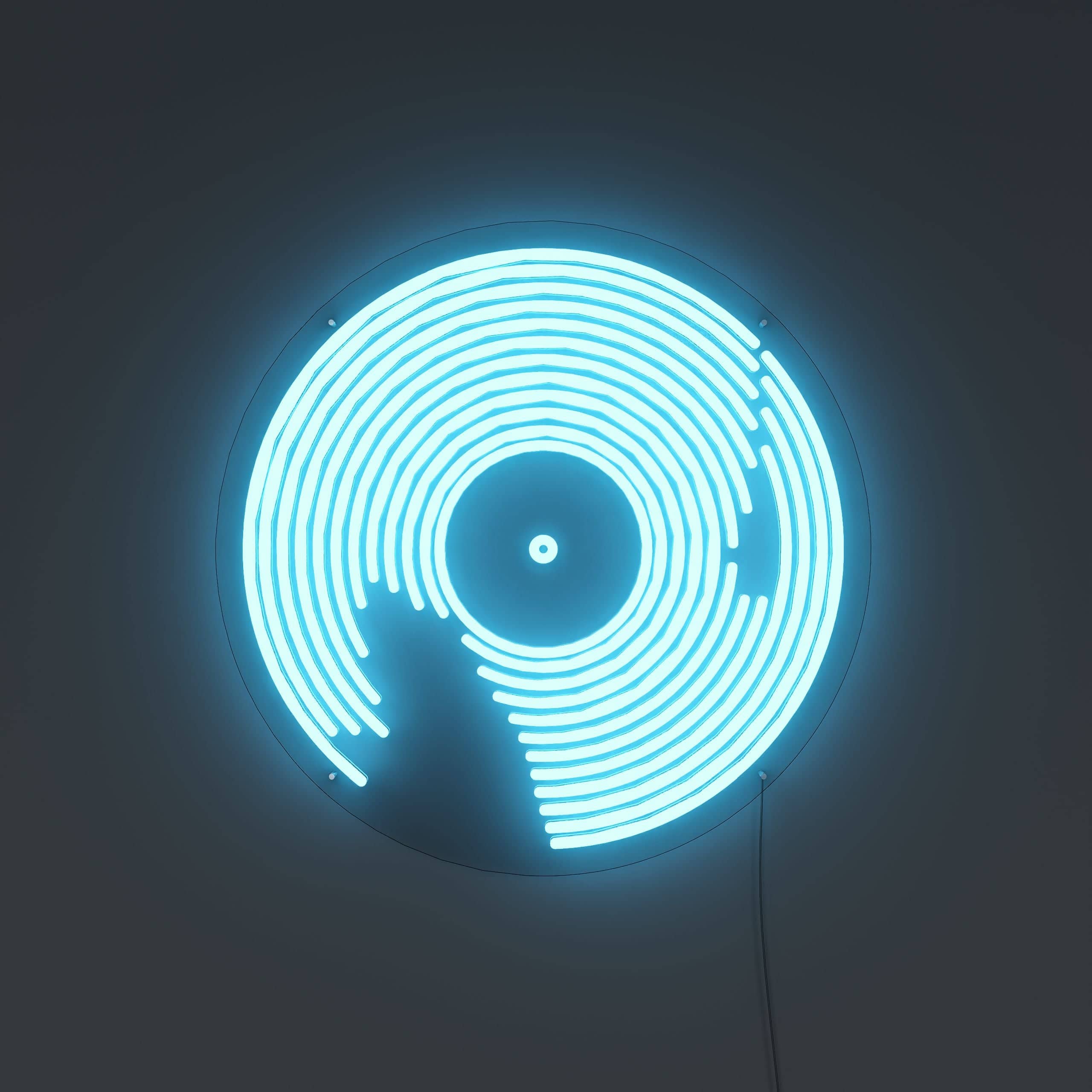 Enseigne LED Tourne-disque DJ - Éclairage Néon Bleu Et Blanc 30x21 Cm - Déco Bar, Mur, Ambiance