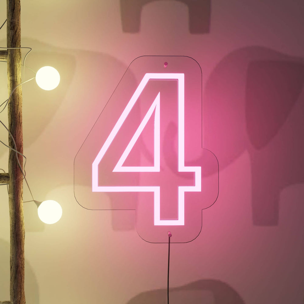 Neon Birthday Sign Number Four — Custom LED Neon Sign & Wall Decor Art ...