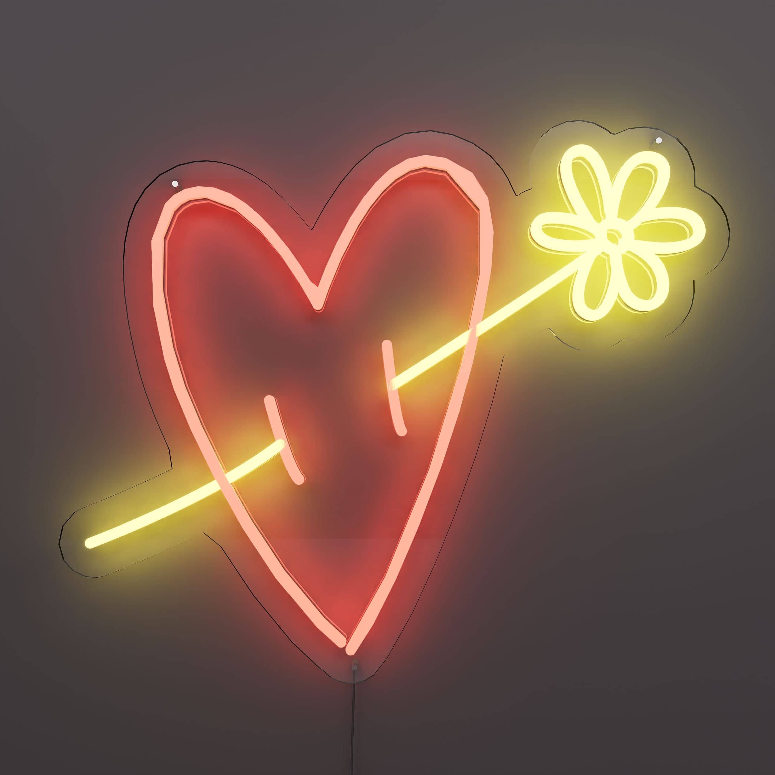 Heart And Sign Heart Neon Sign with Flower — NeonsignLife™ | Custom LED Neon Sign ...