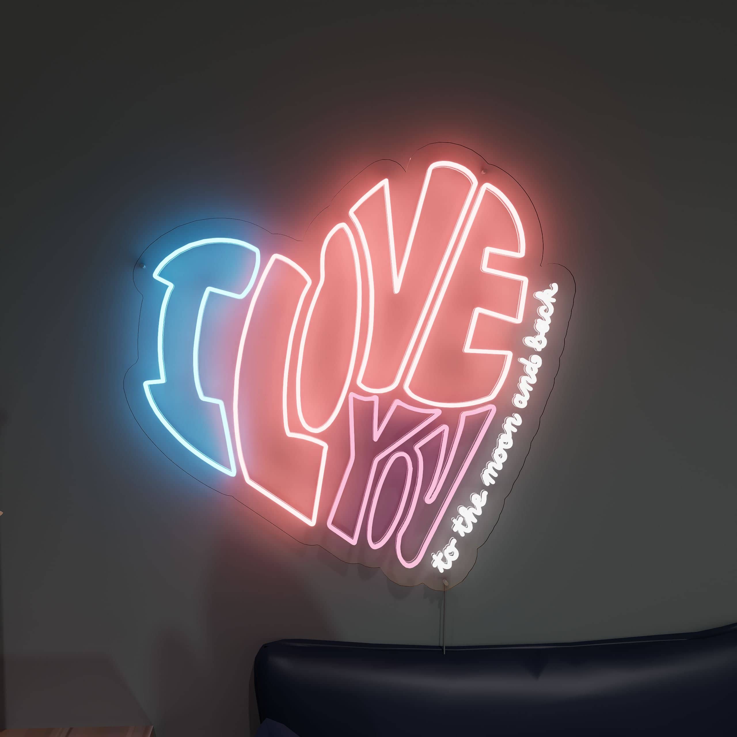 Radiant heart neon sign spells love in bright lights
