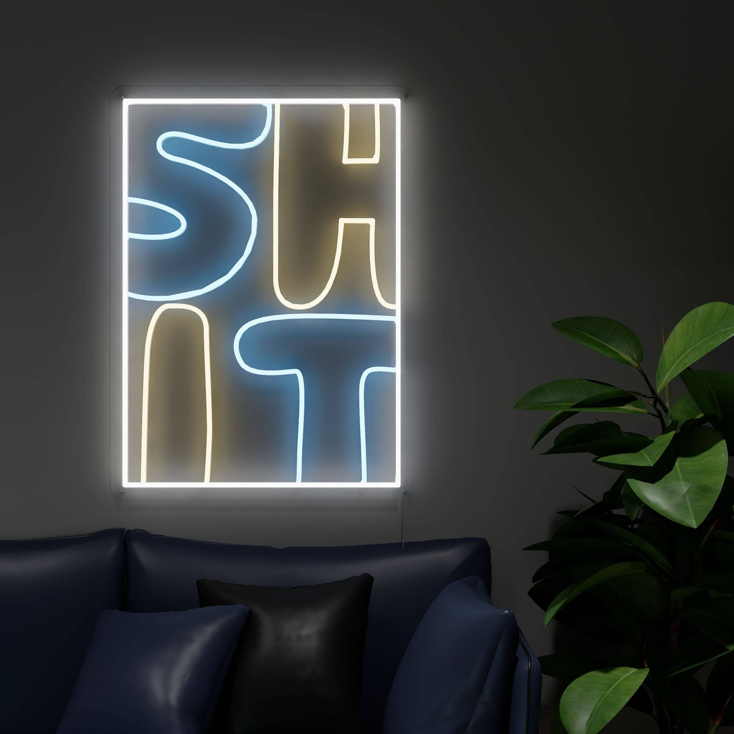 Shit Light sign shines in home gym setting