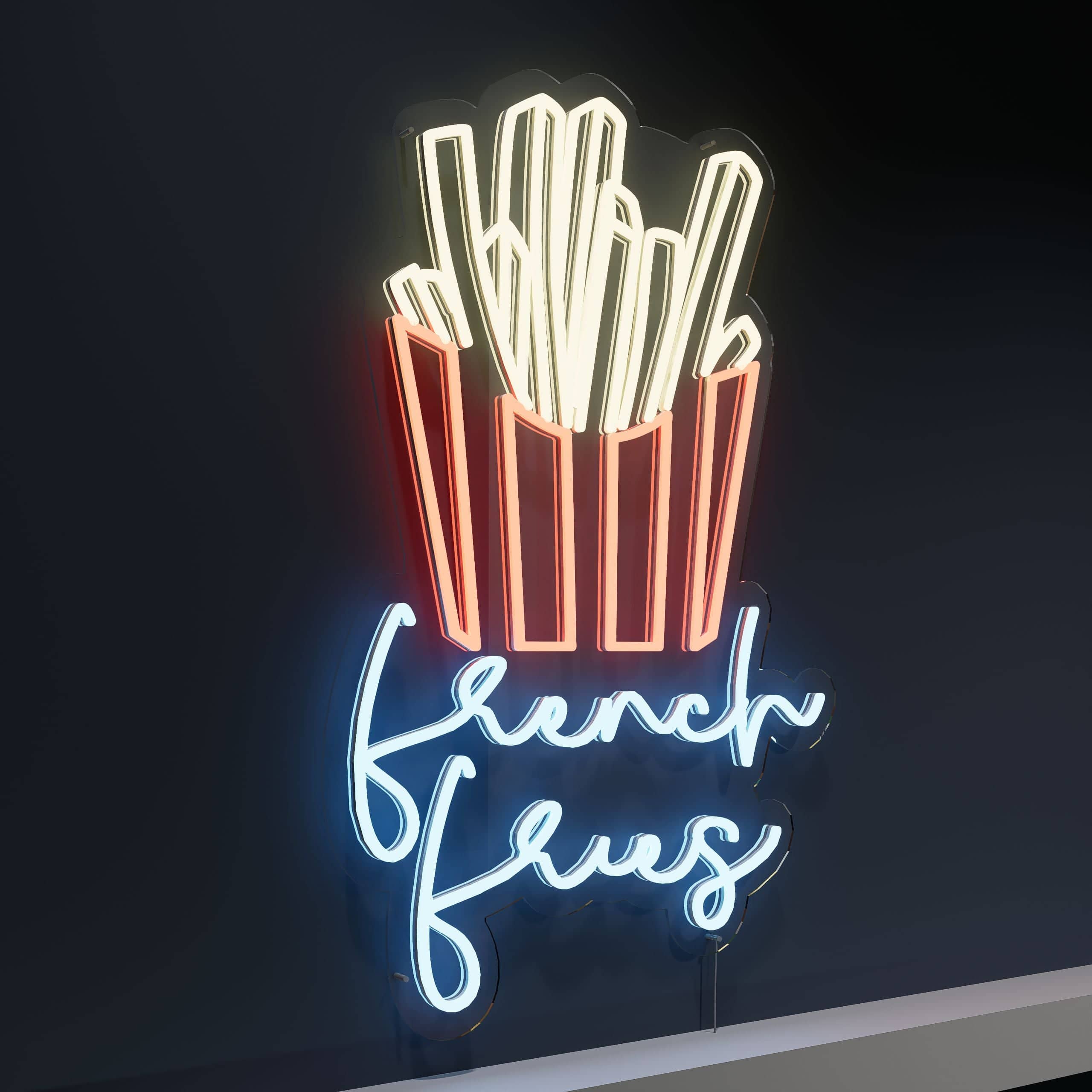 Glowing food neon sign attracts hungry customers