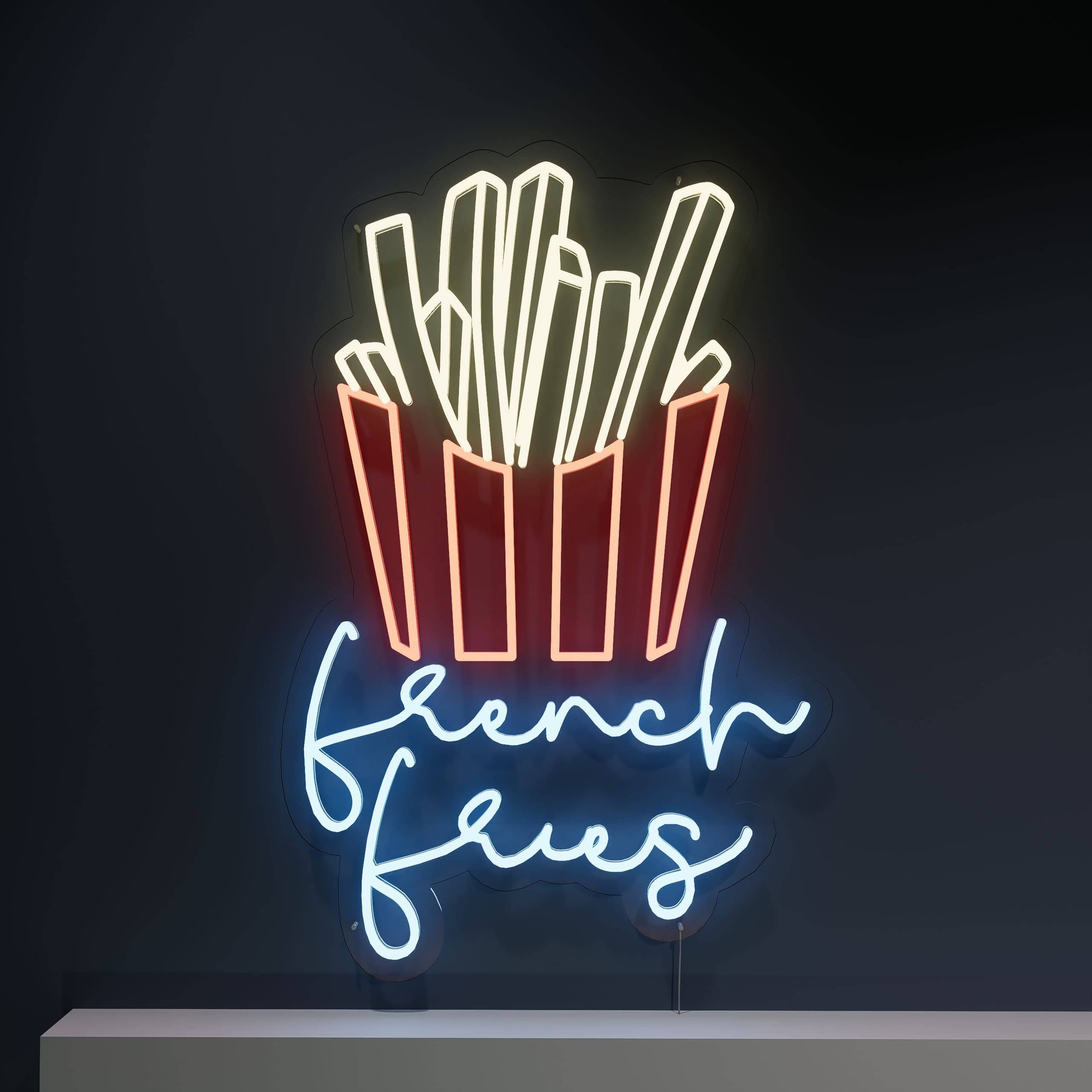 Enticing French Fries Neon Sign in restaurant window