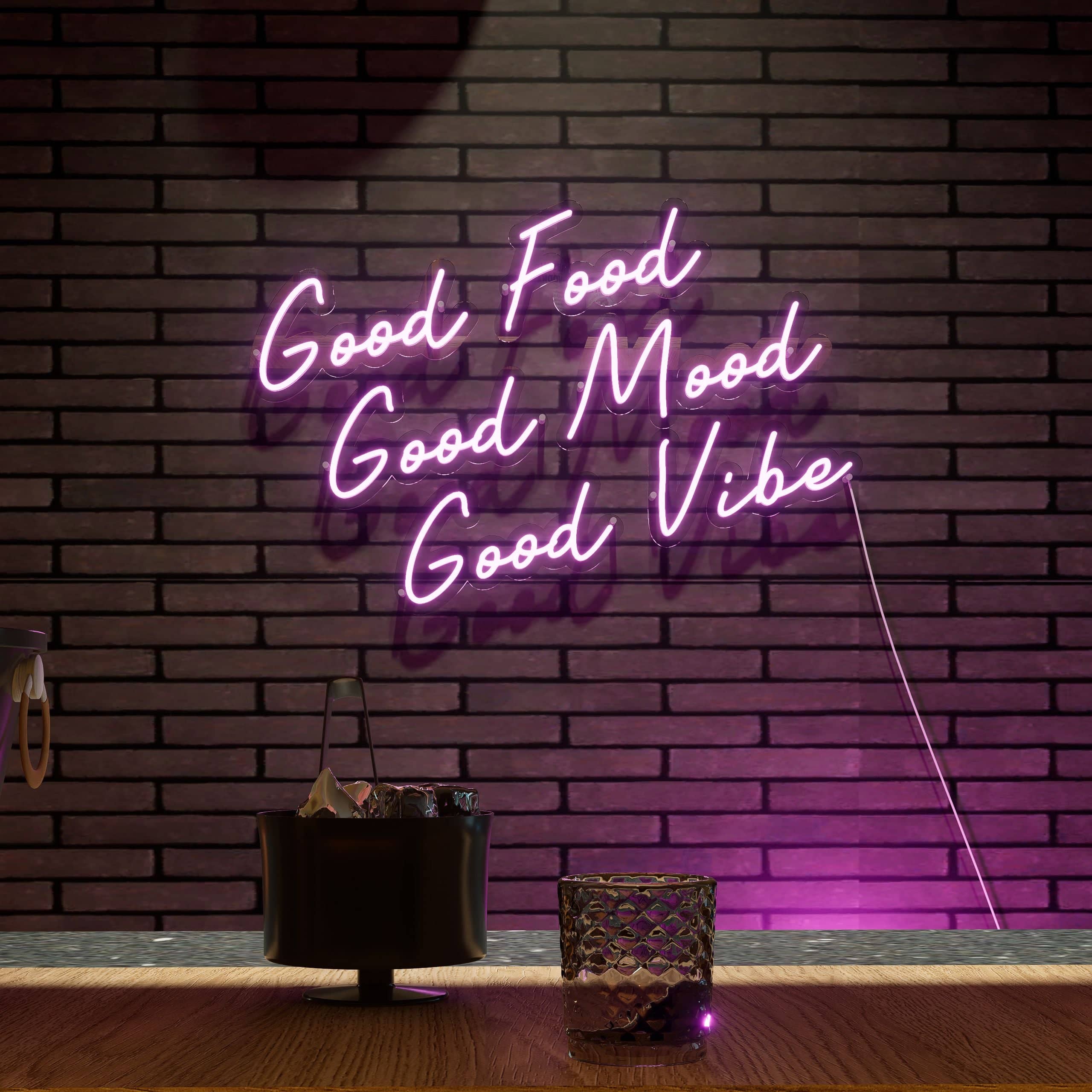Neon Signs for a Bar Good Food Mood Vibe — Custom LED Neon Sign & Wall Decor Art NeonsignLife