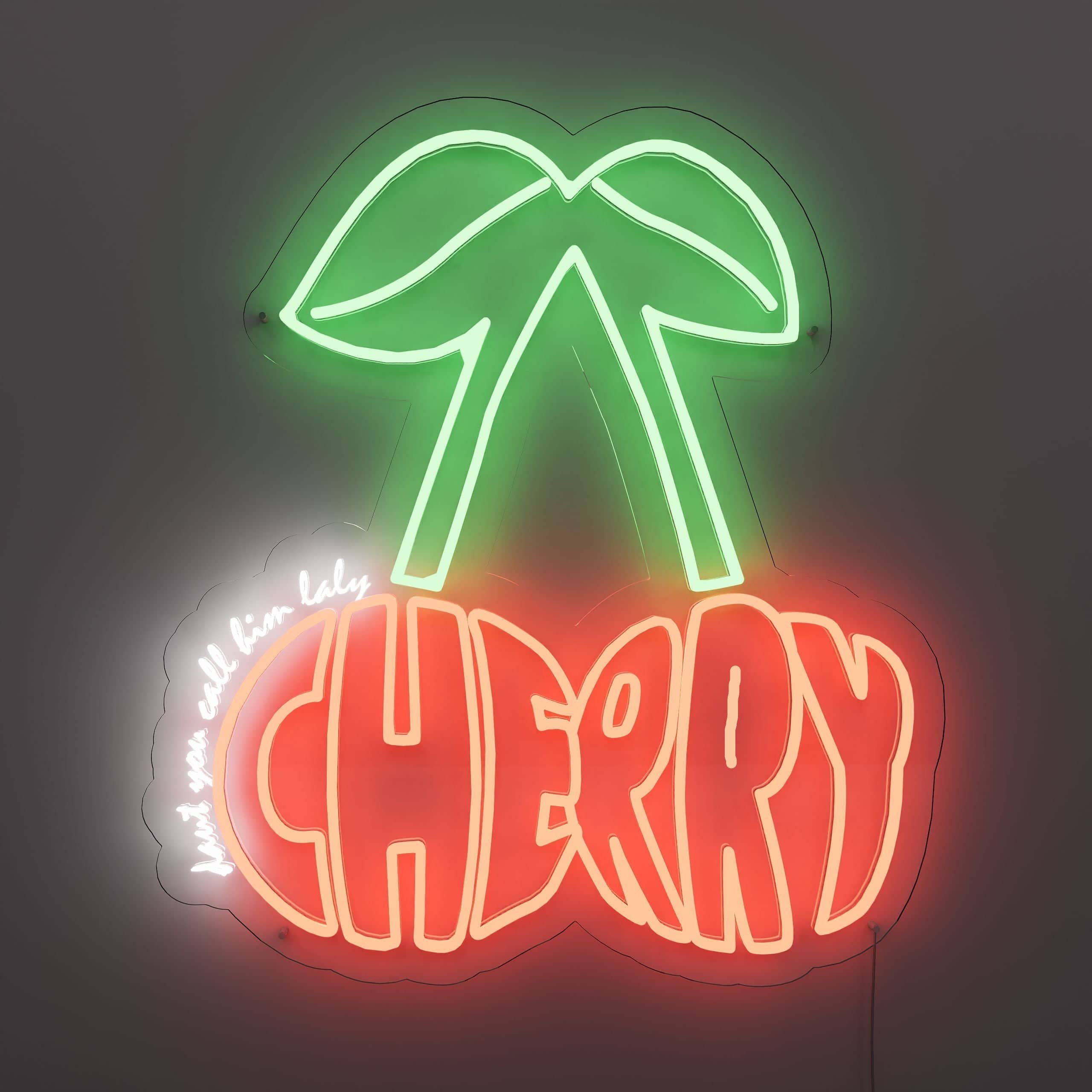 Lovely Bell Cherry Neon Sign in cozy living room