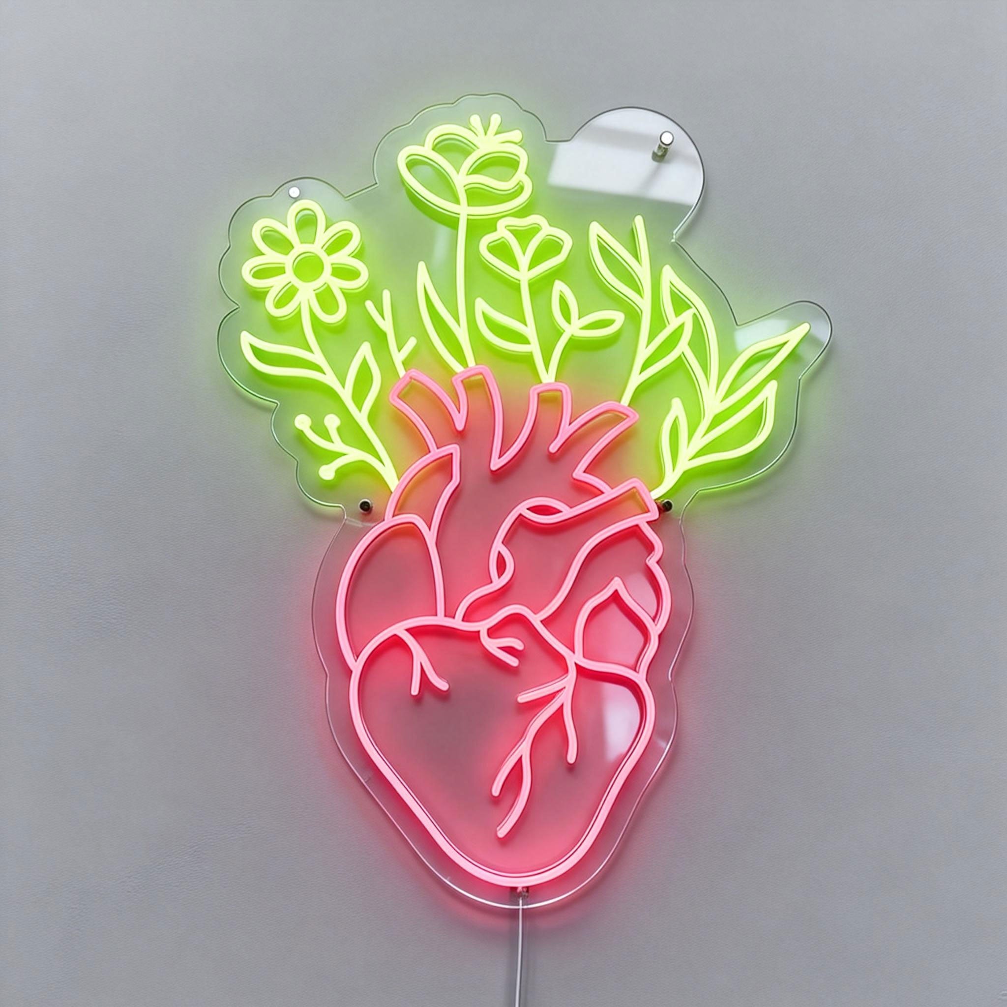 Blossoming Heart Neon Sign