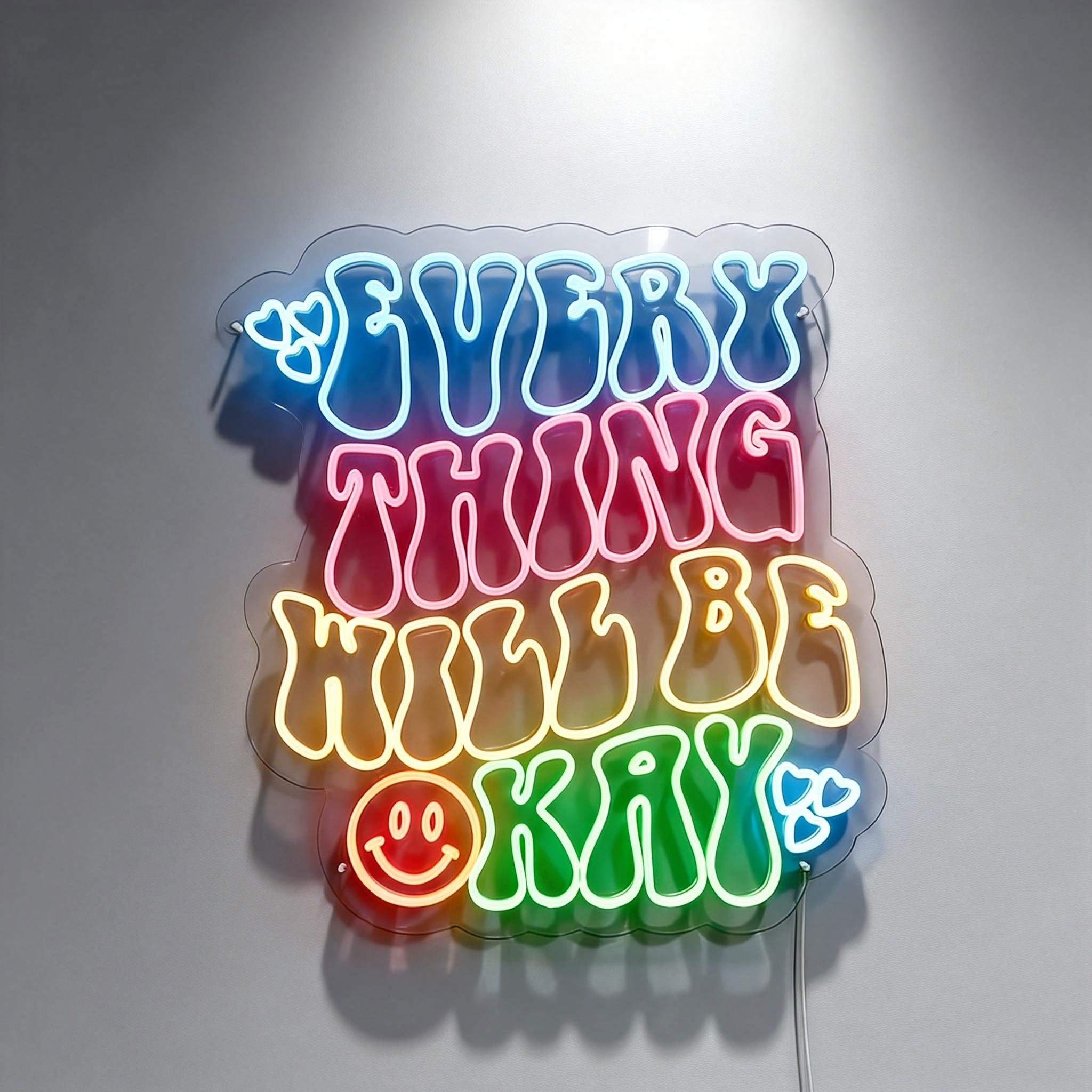 Every Thing Will Be Okay Neon Smiley Face