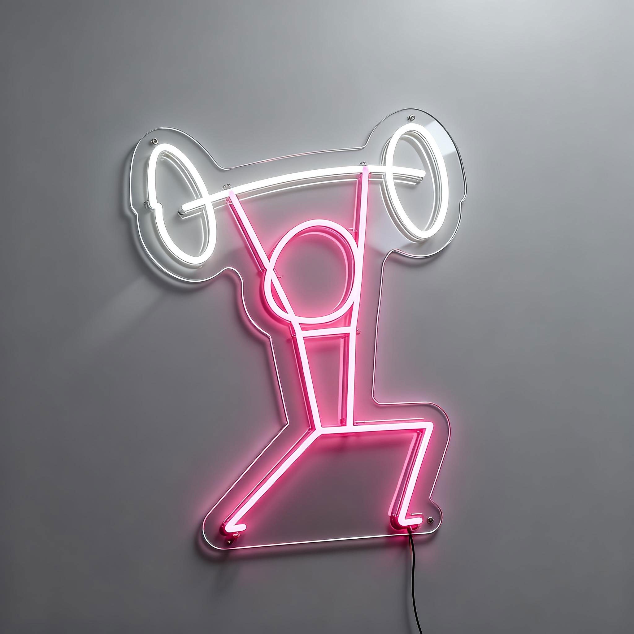 Fitness Challenge Barbell Neon Sign