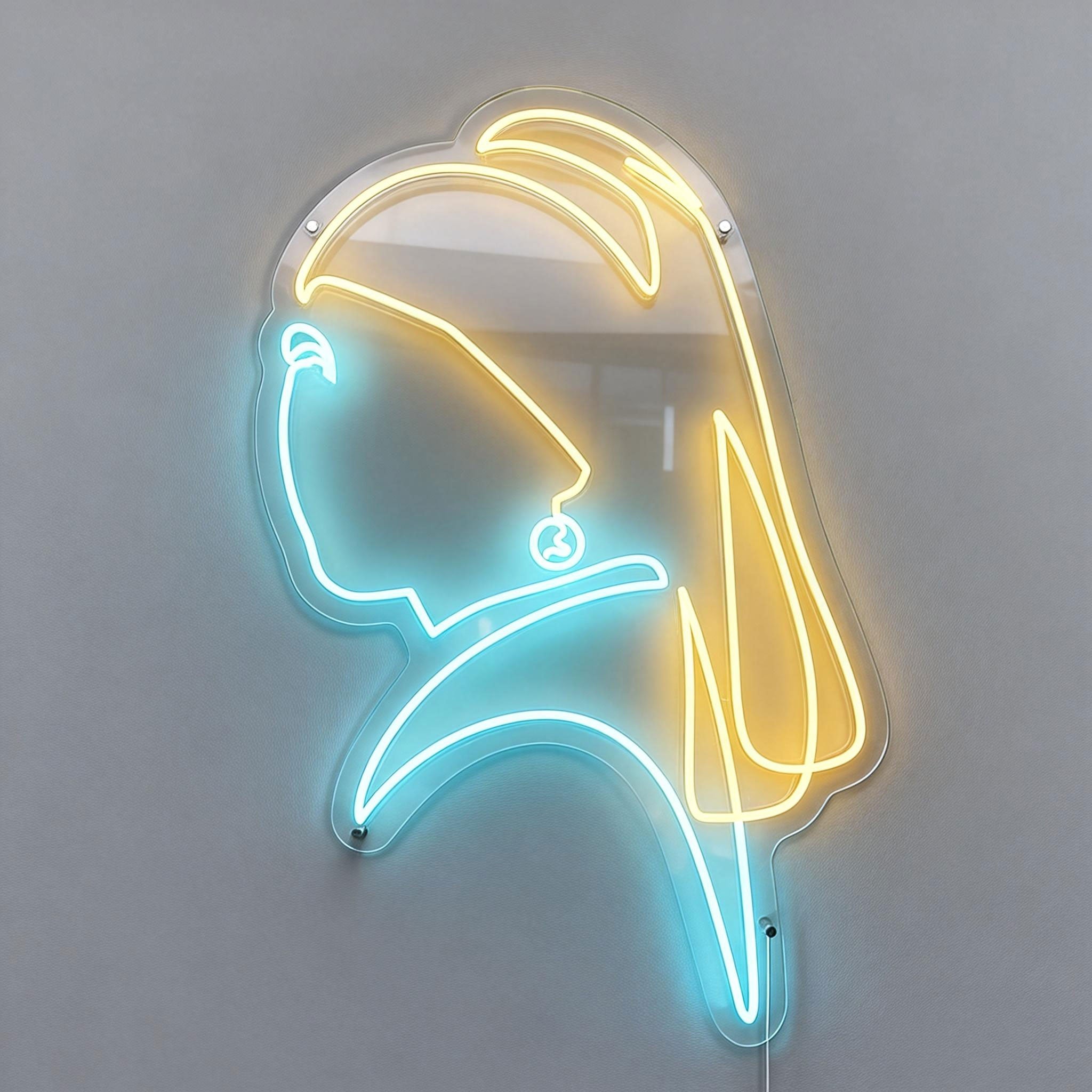 Girl with a Pearl Earring Neon Light Art