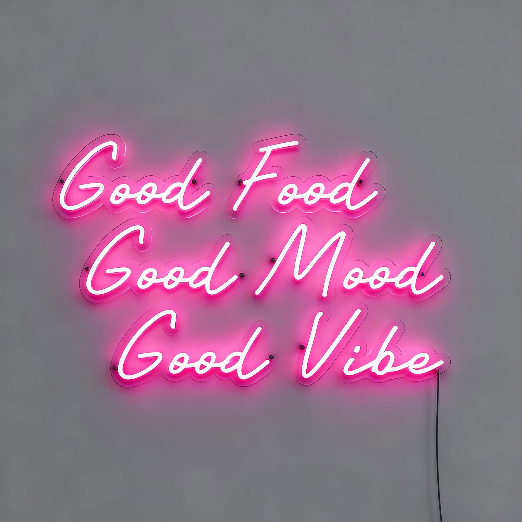 Good Food Mood Vibe Neon Signs for a Bar
