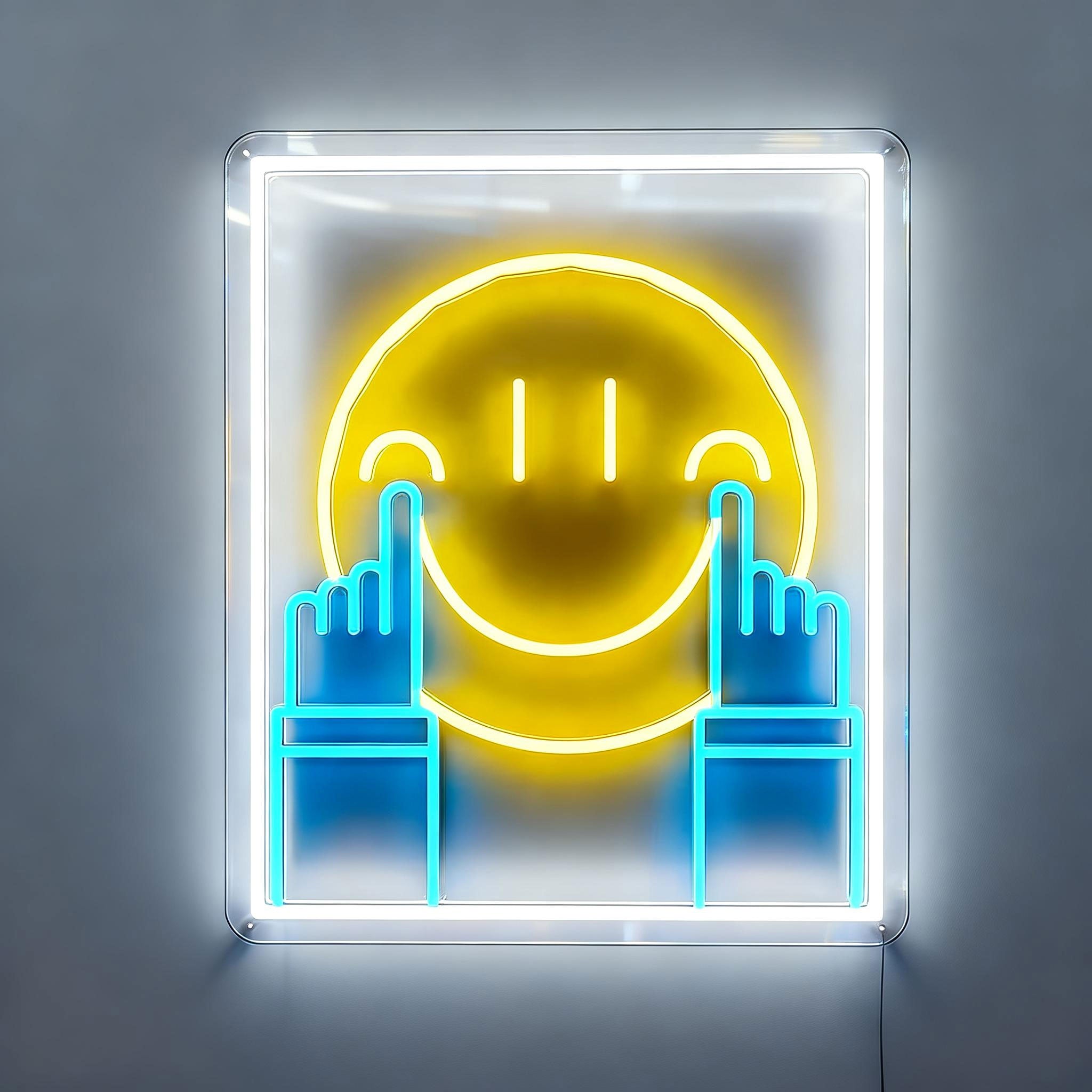 Hands up and Smile Neon Sign
