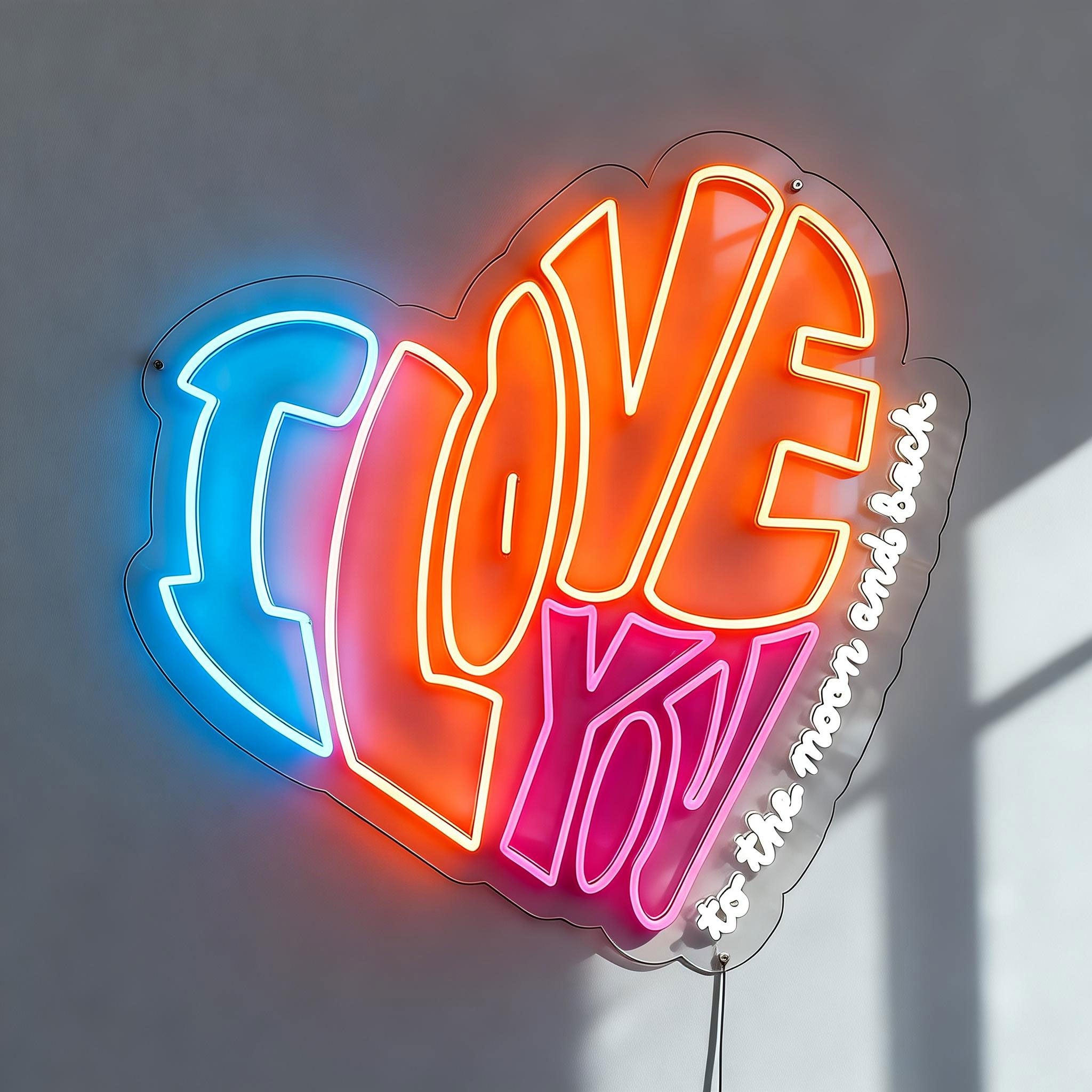 Neon Heart Sign I Love You