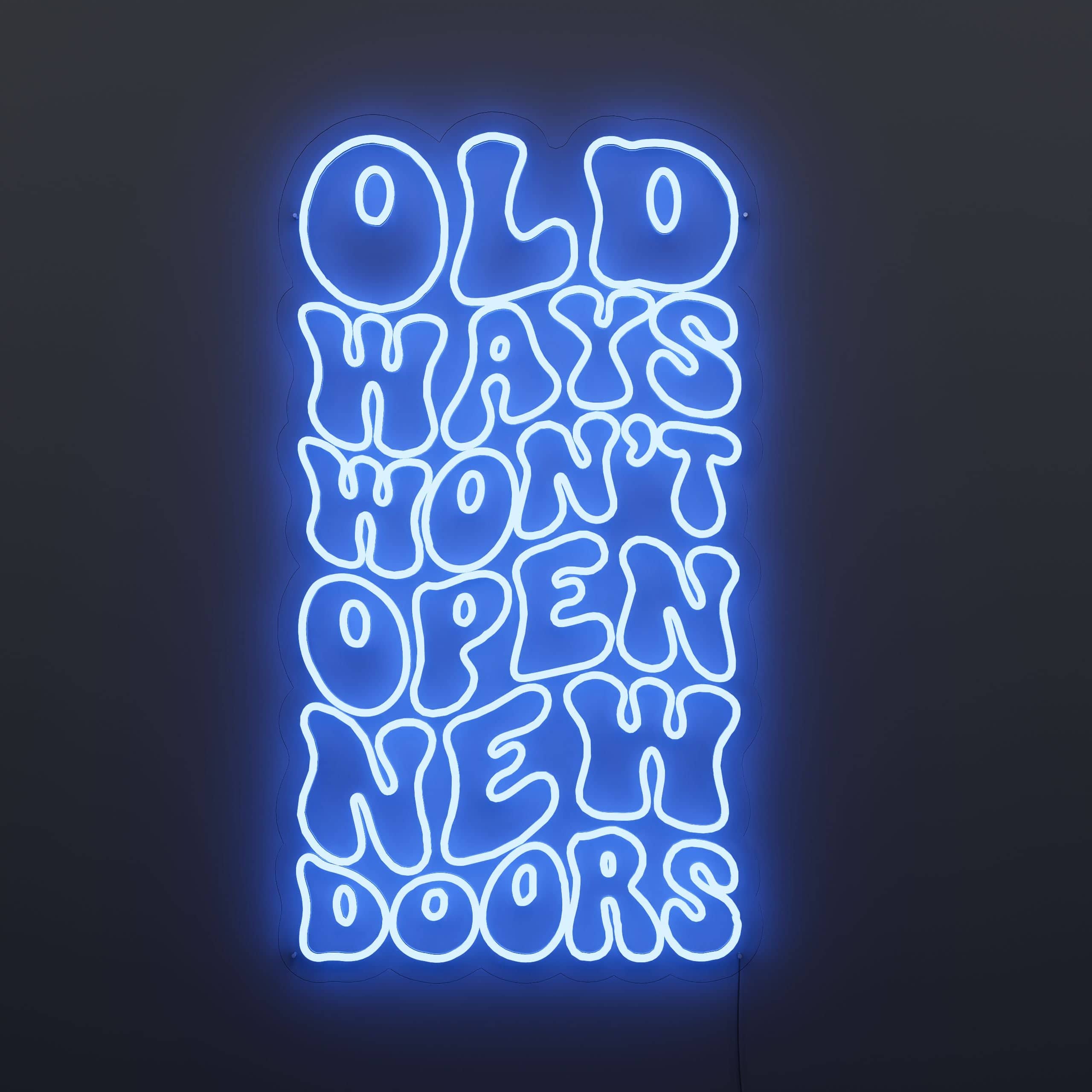 Colorful Neon Old Ways Won‘t Open New Doors - DarkBlue / 29.31in x55.12in/  74.44 x 140CM, image size:2560x2560