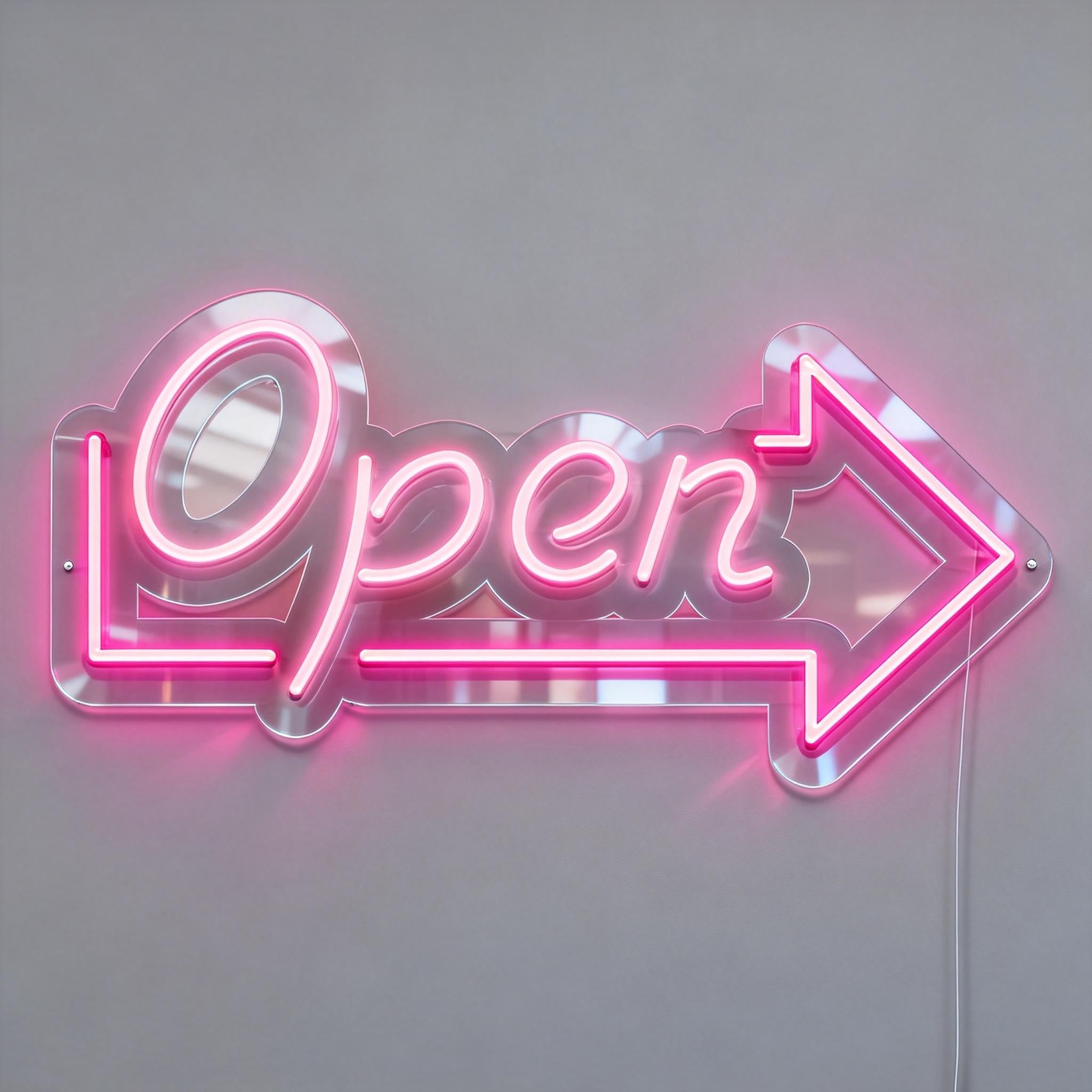 Pink Arrow Open Neon Sign