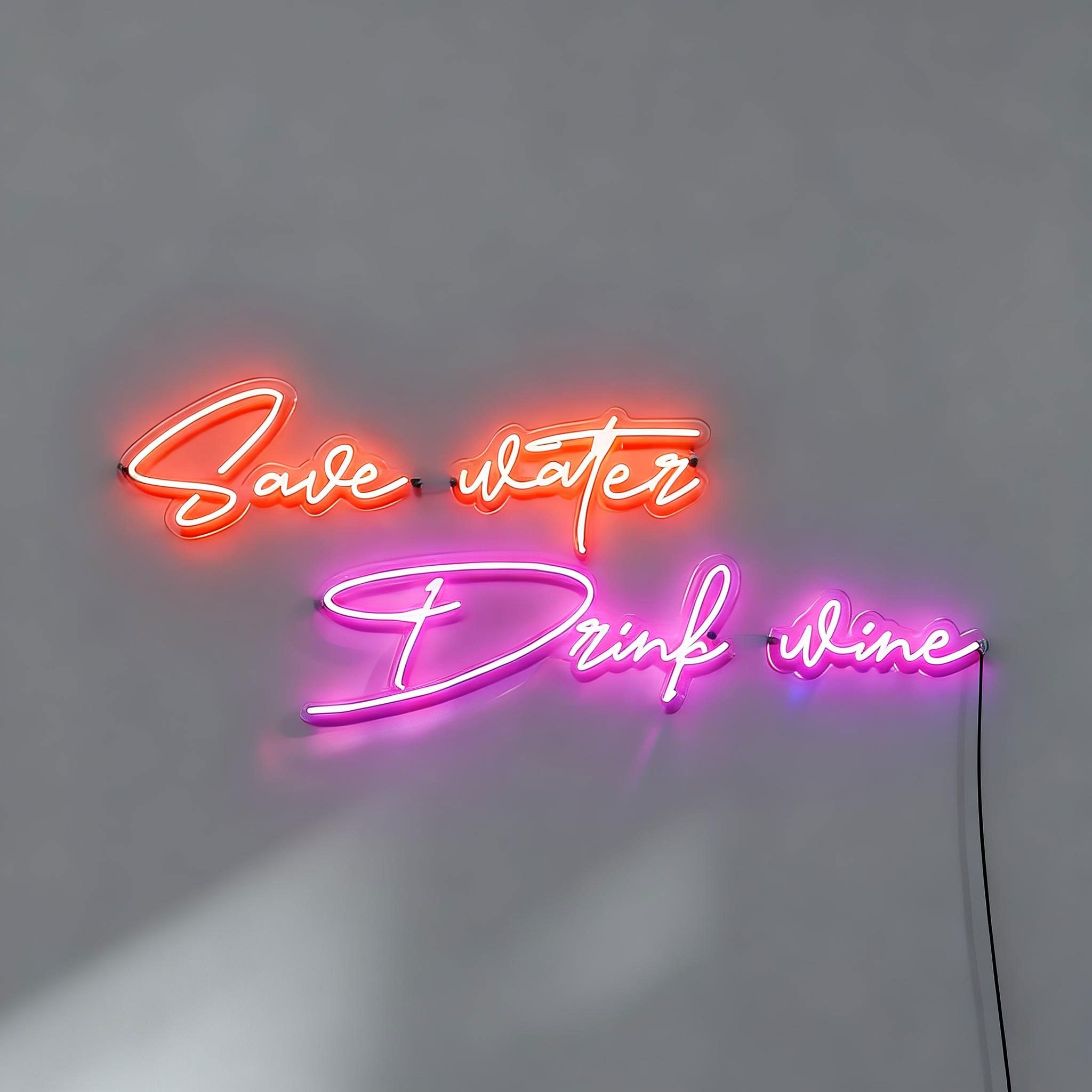 Save Water Drink Wine Neon Sign