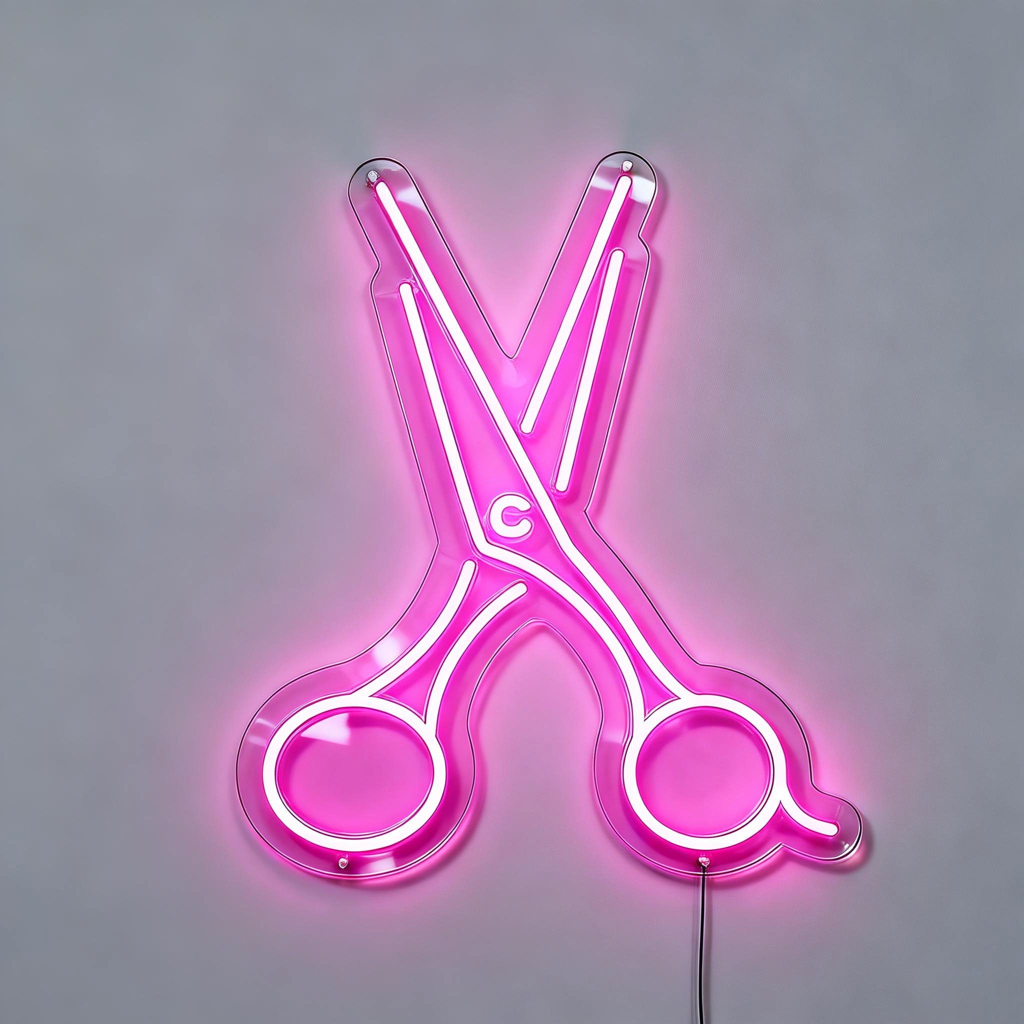 Scissor Barber Shop Sign in Neon