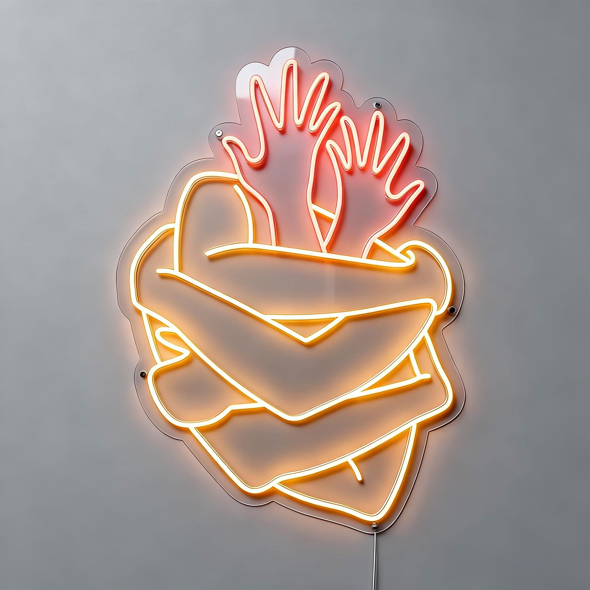 Touching Neon Heart Sign