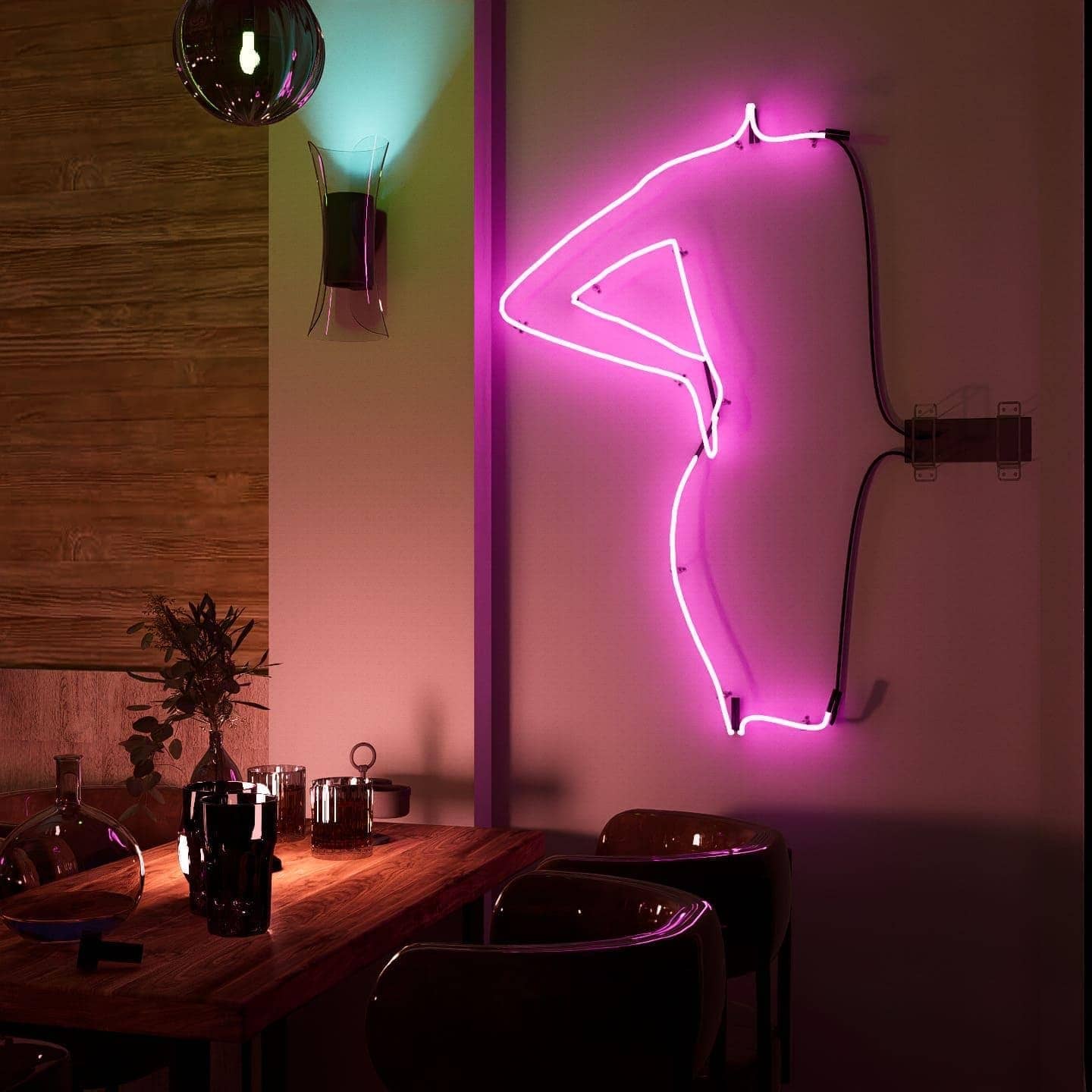 Neon Lady glass neon sign radiating love and warmth in vibrant colors