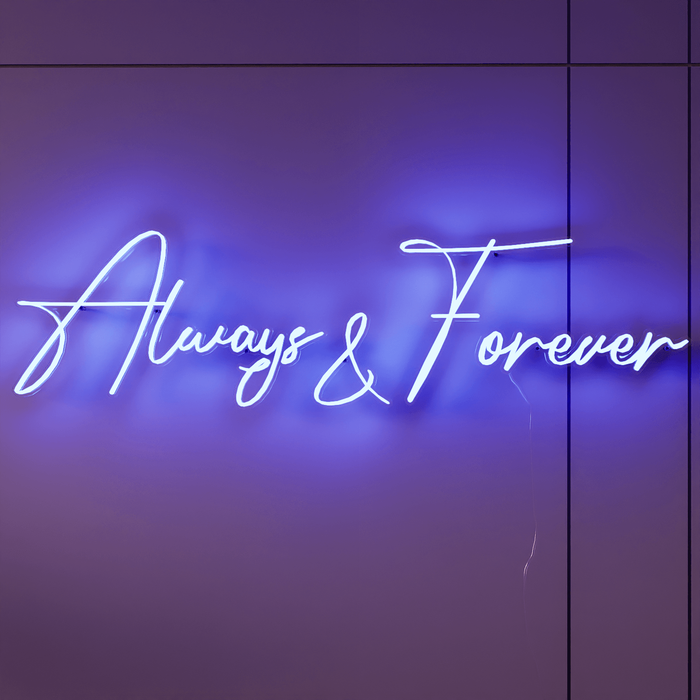Elegant Always & Forever neon signs for weddings in cursive design.
