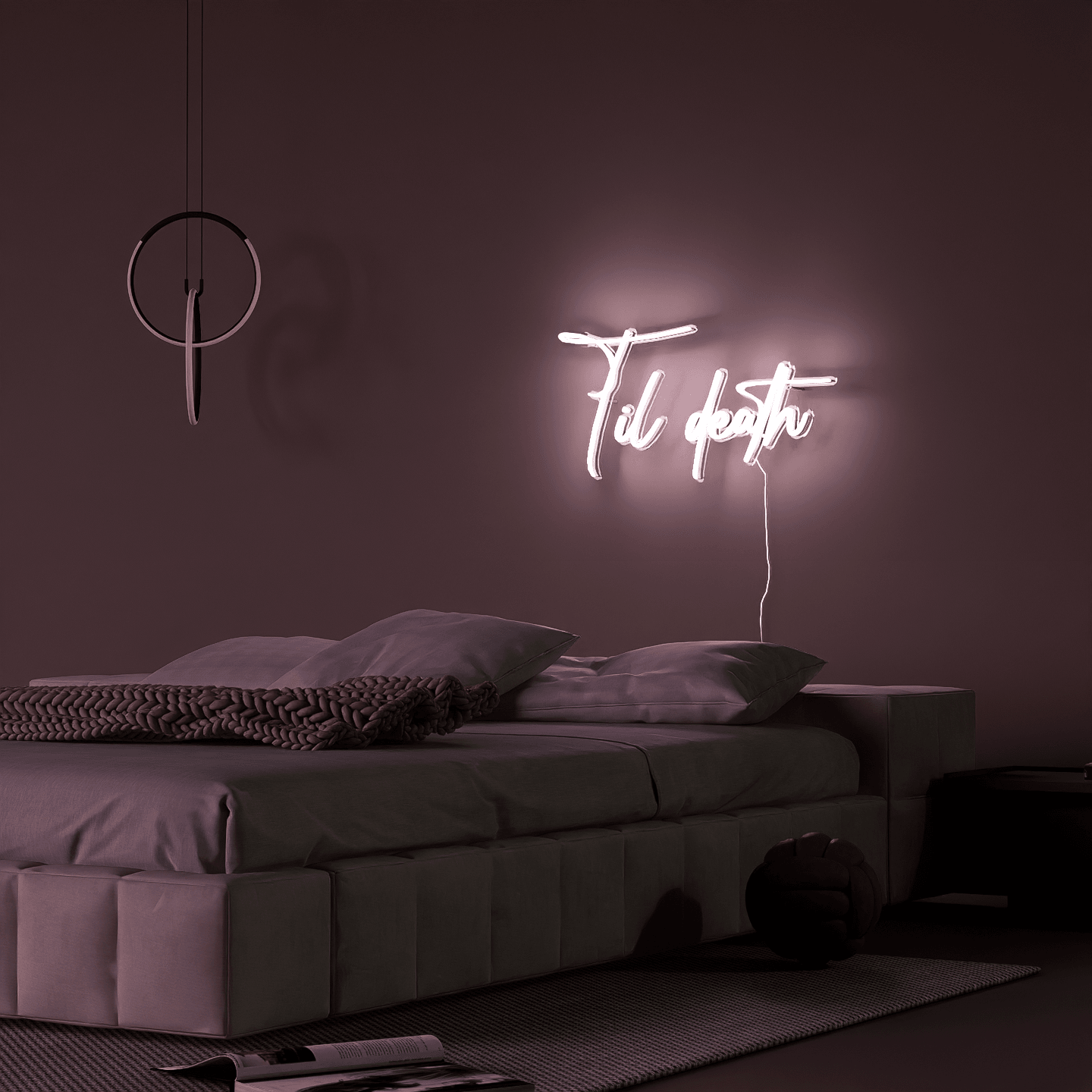 side-shot-of-white-neon-lights-lit-at-night-hanging-on-the-wall-for-display-til-death