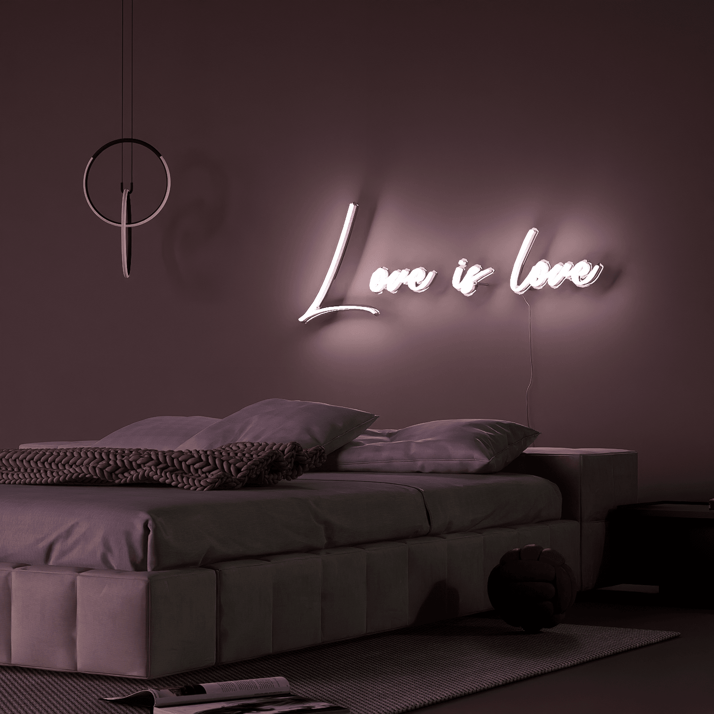 side-shot-of-lit-white-neon-lights-hanging-on-wall-for-display-love-is-love