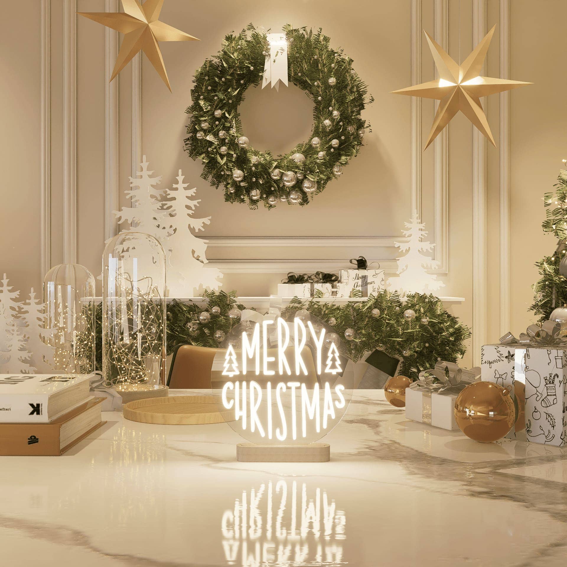 Santa's Shimmer: Christmas Neon Decor