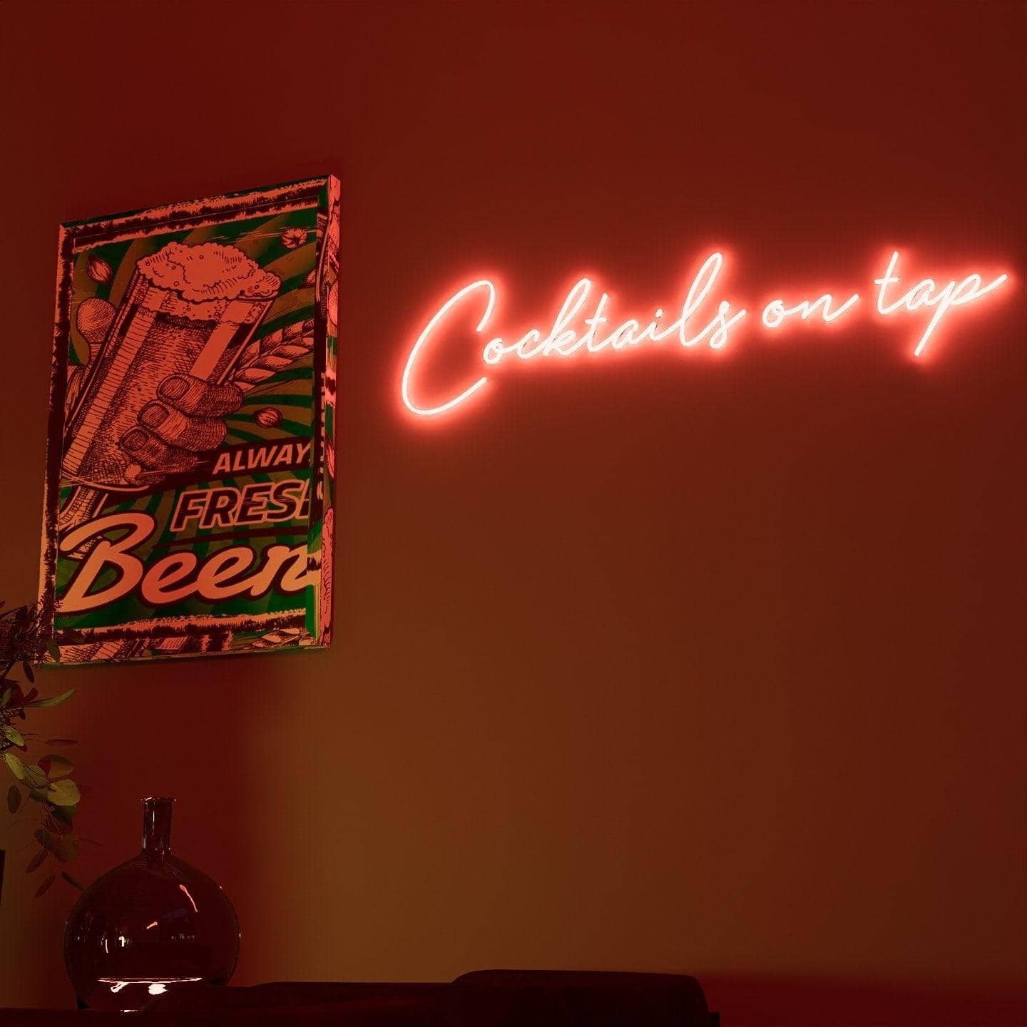 frontal-shot-of-lit-red-neon-lights-hanging-on-the-wall-at-night-cocktails-on-tap