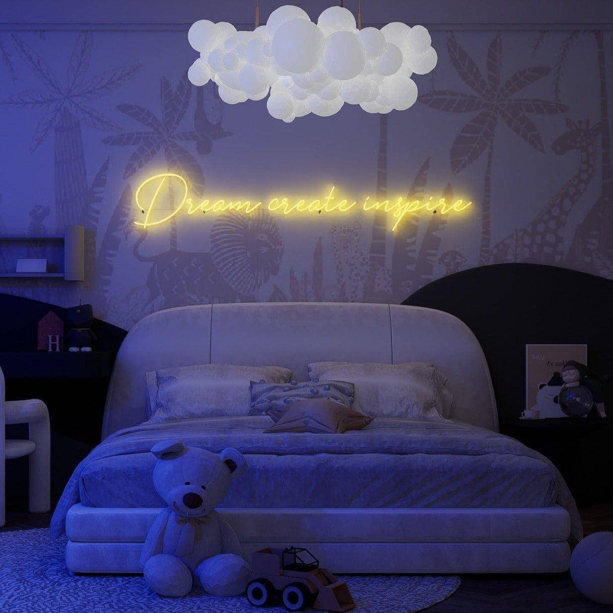 yellow-neon-lights-are-lit-up-and-displayed-in-the-bedroom-at-night-dream-creat-inspire