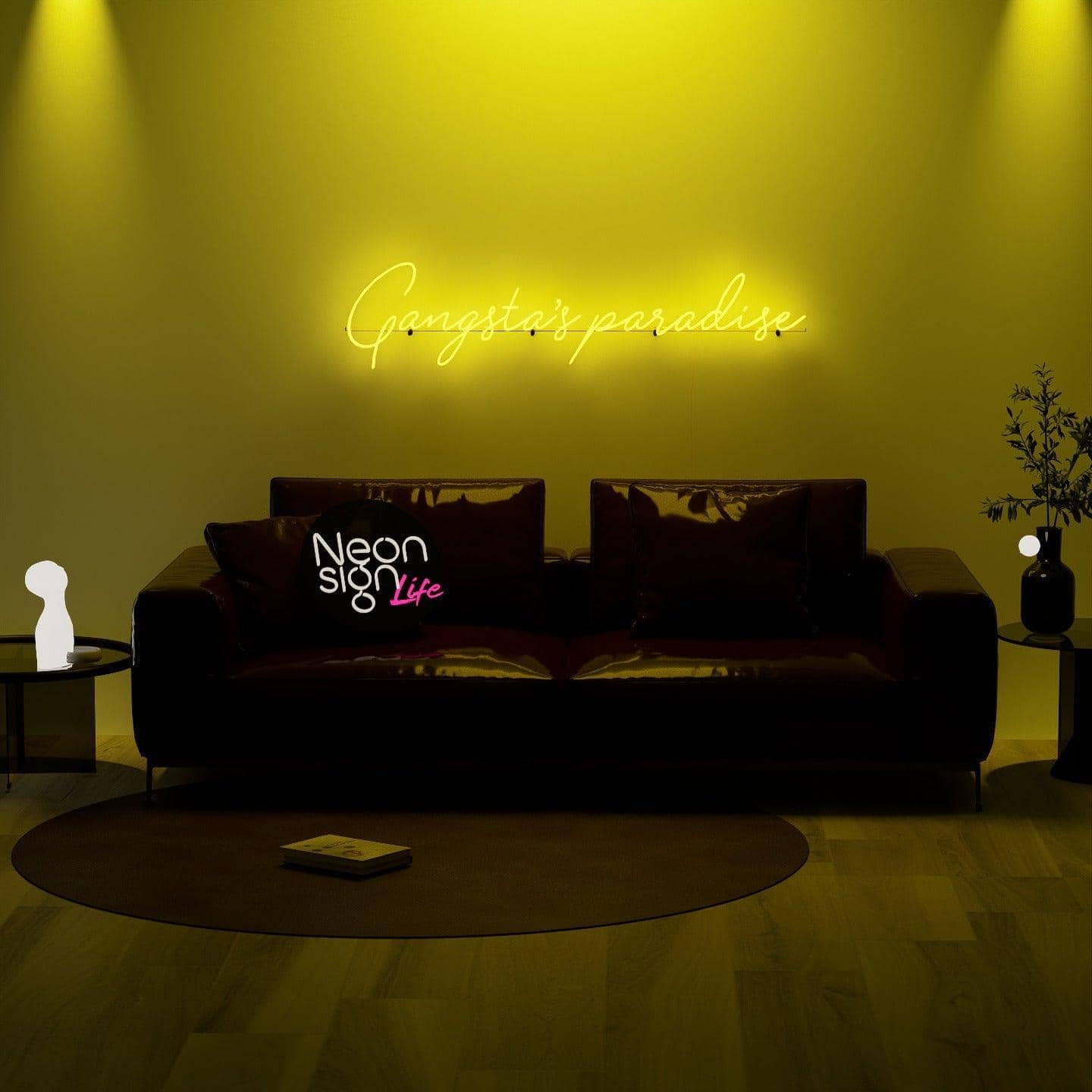 golden-neon-lights-illuminated-at-night-and-hung-on-the-wall-for-display-gangsta's-paradise