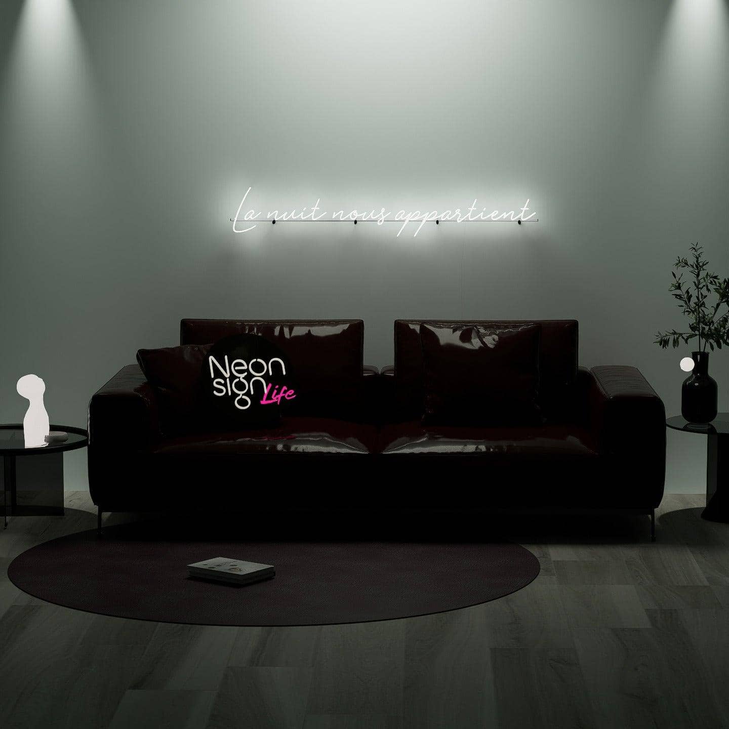 white-neon-lights-illuminated-at-night-and-hung-on-the-wall-for-display-la-nuit-nous-appartient