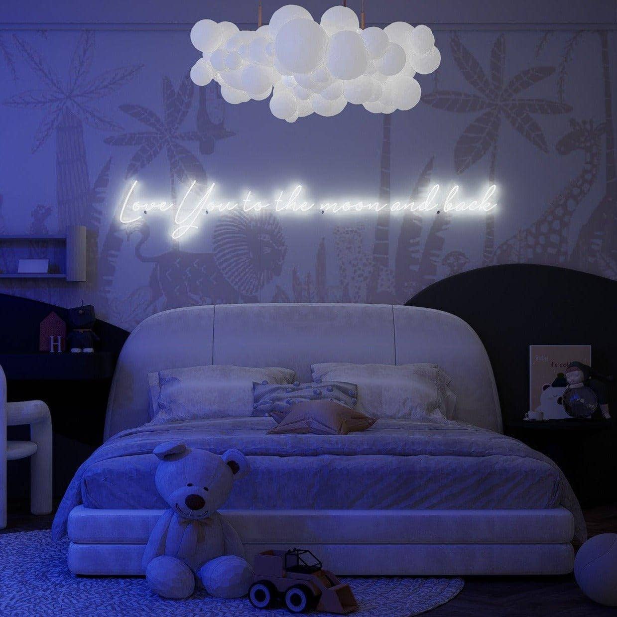 night-shot-of-lit-white-neon-lights-hanging-on-display-in-bedroom-love-you-to-the-moon-and-back