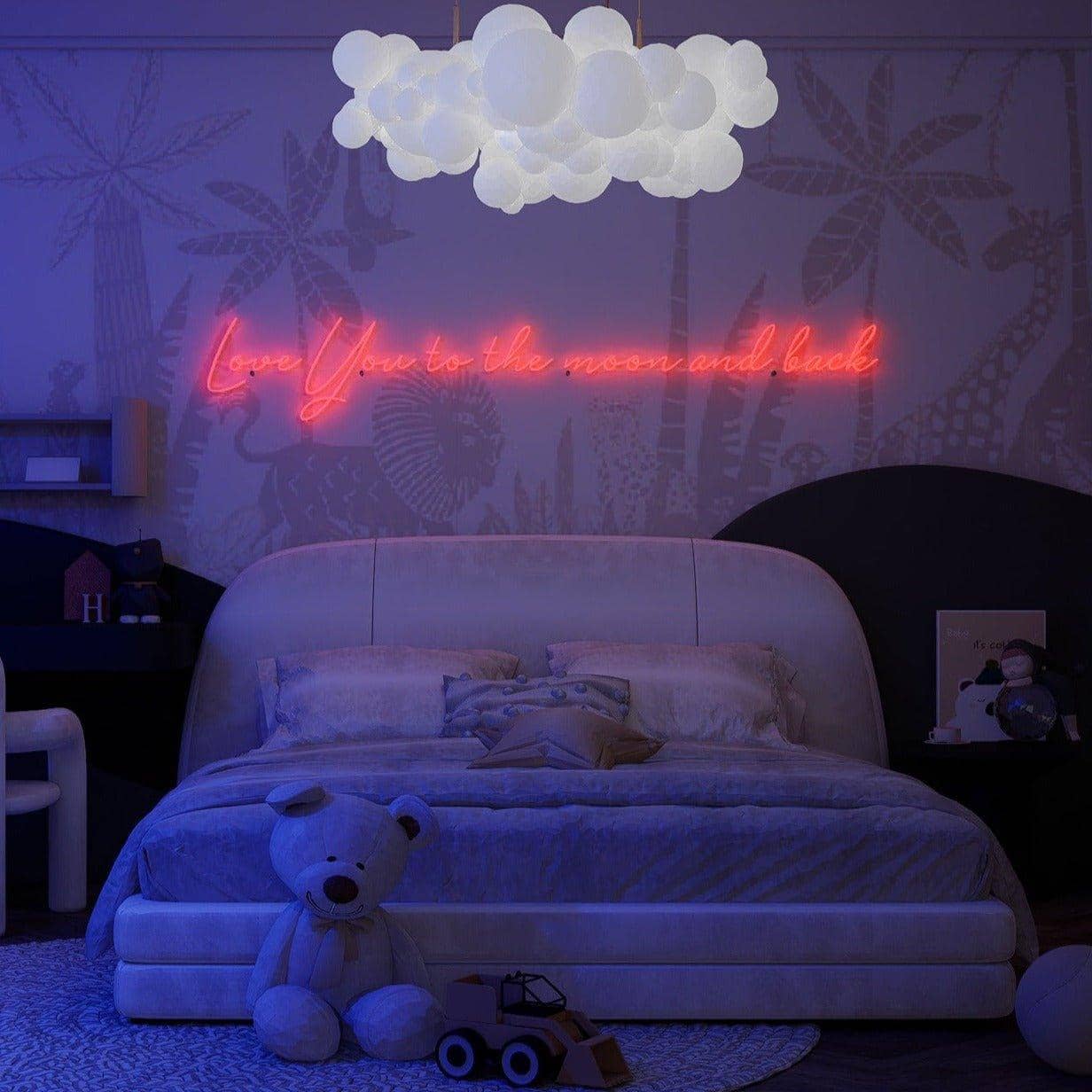 night-shot-of-lit-red-neon-lights-hanging-on-display-in-bedroom-love-you-to-the-moon-and-back
