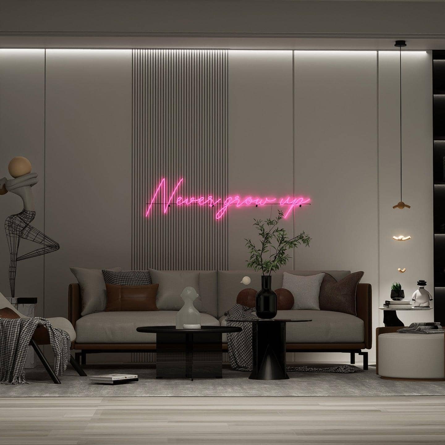 black-and-white-lighted-white-pink-neon-lights-hanging-on-the-wall-for-display-never-grow-up