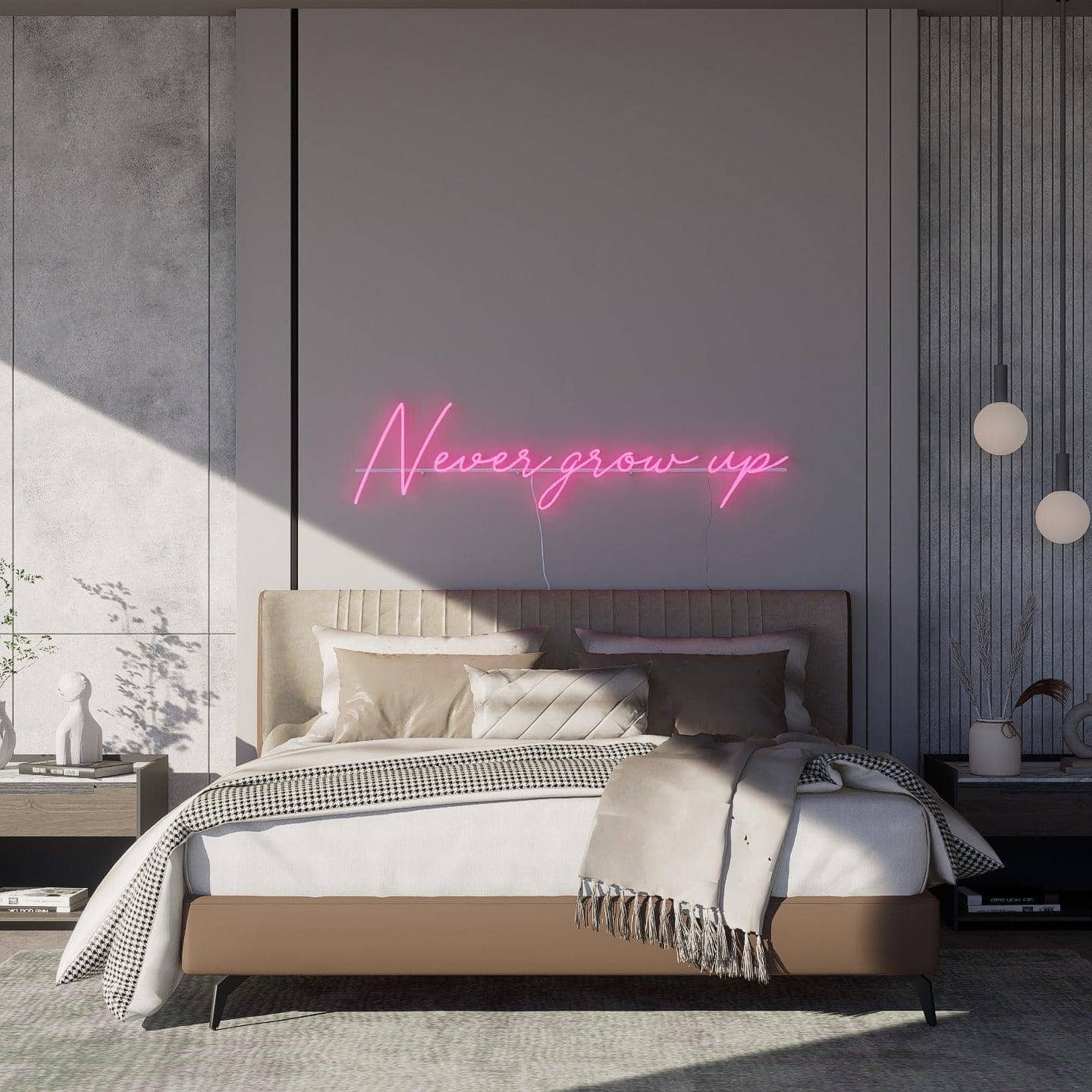 black-and-white-lighted-white-pink-neon-lights-hanging-on-the-wall-for-display-never-grow-up