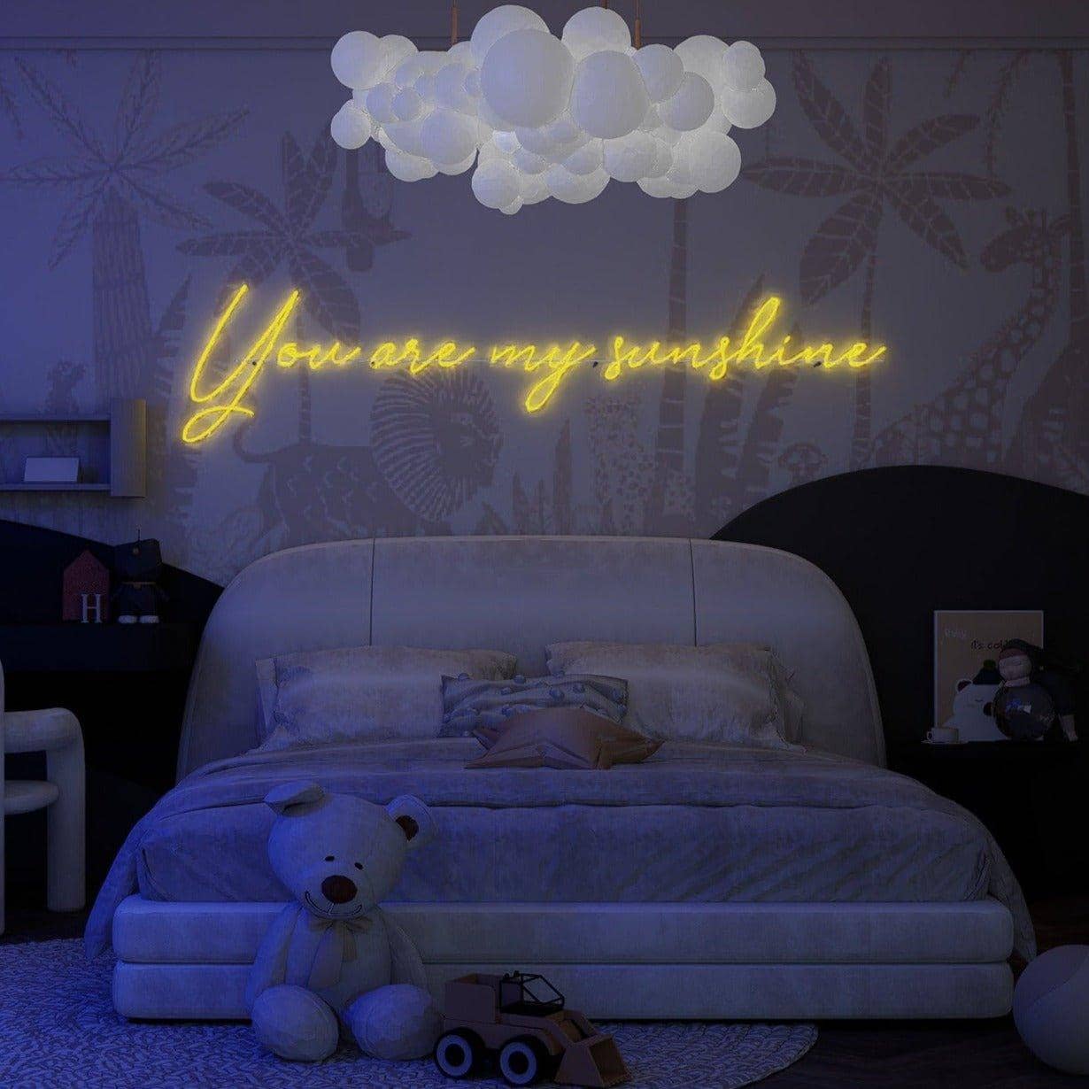 frontal-shot-of-lit-yellow-neon-lights-hanging-on-the-wall-you-are-my-sunshine